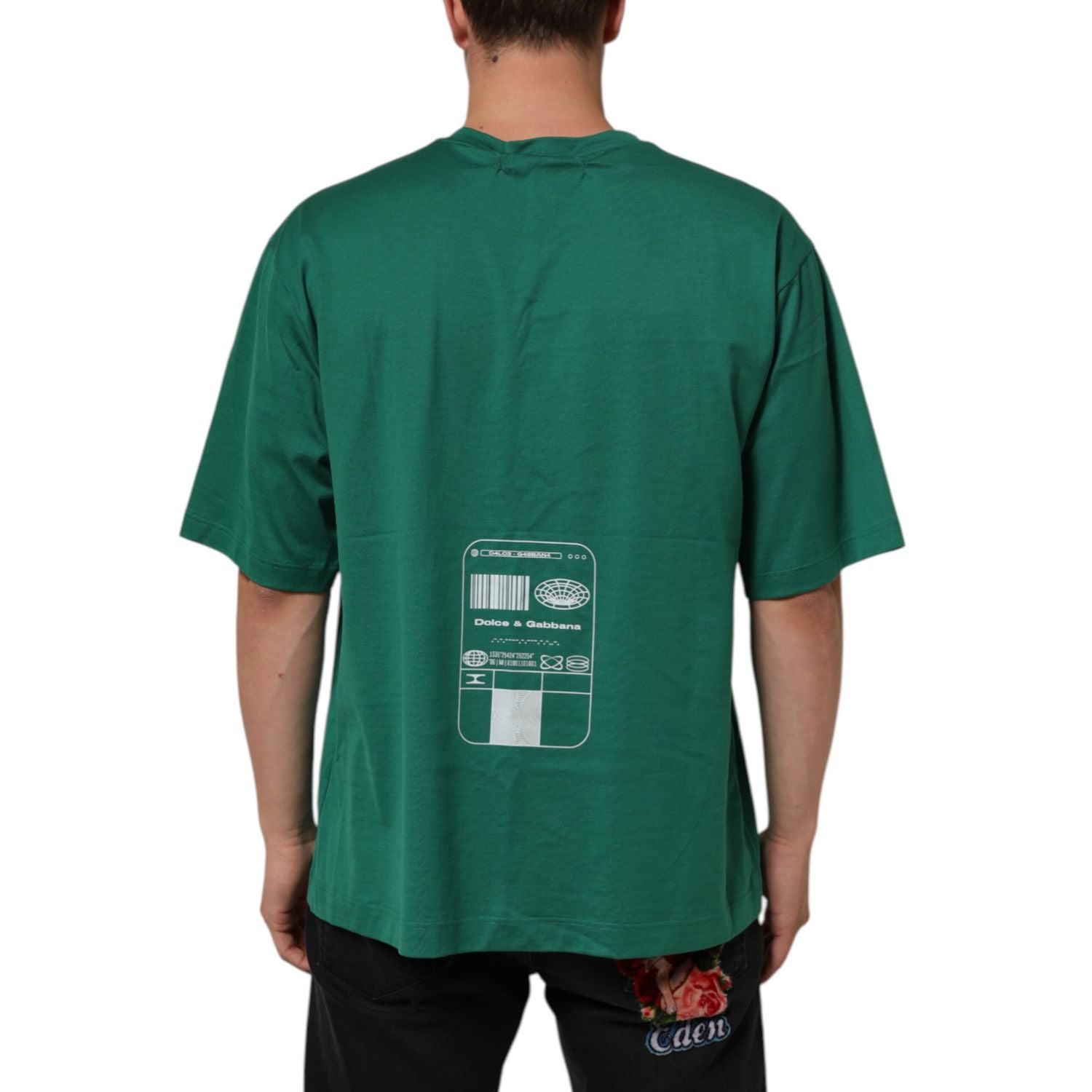 Dolce & Gabbana Green Cotton Graphic Logo Print Crewneck T-shirt