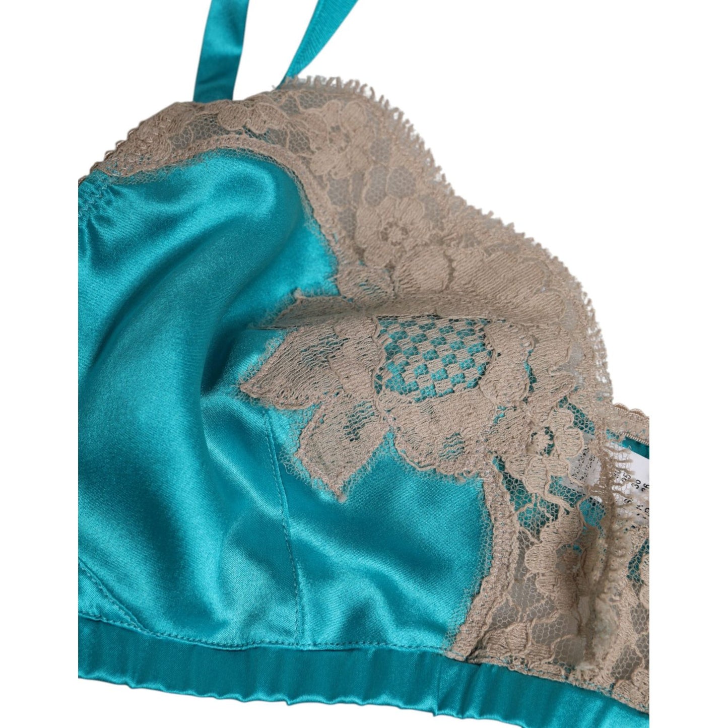 Dolce & Gabbana Green Floral Lace Silk Non Wire Bra Underwear