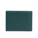 Dolce & Gabbana Green Leather DG Logo Plaque Bifold Card Holder Wallet in pebbled leather with slim profile for men.