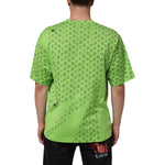 Back view of Dolce & Gabbana Green V-Neck DG Logo Heart Print T-shirt with heart design.