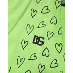 Dolce & Gabbana Green V-Neck DG Logo Heart Print T-shirt with black heart pattern