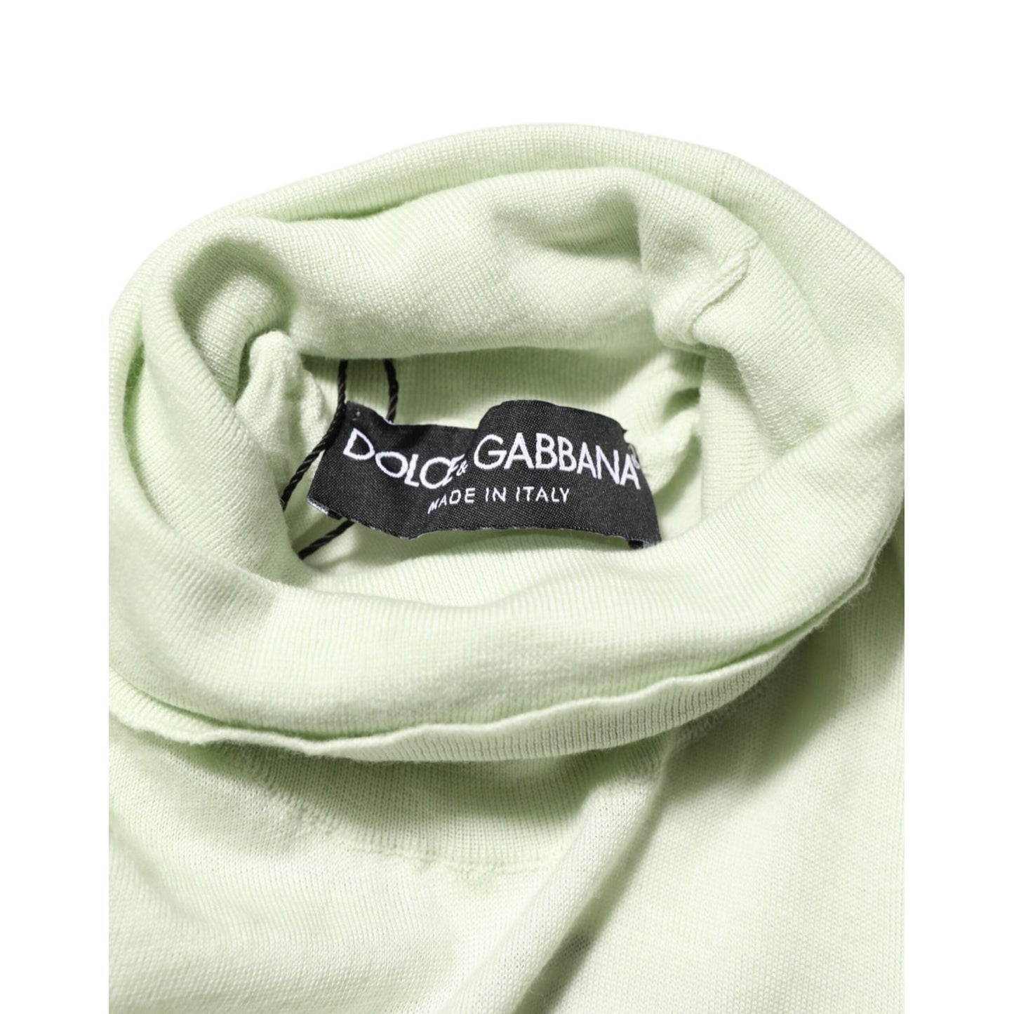 Dolce & Gabbana Light Green Logo TurtleNeck Pullover Sweater