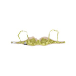 Dolce & Gabbana Lime Green Silk Satin Lace Padded Balconnet Underwear with adjustable straps and beige lace overlay.