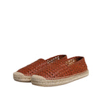 Dolce & Gabbana Maroon Woven Leather Men Espadrille Shoes