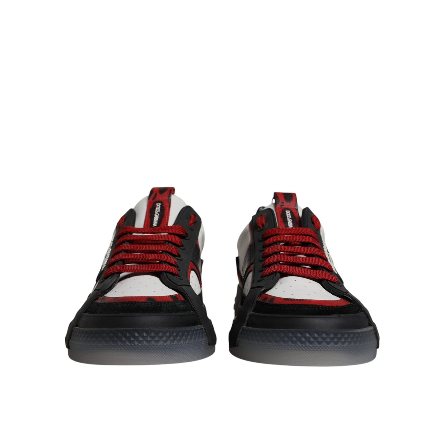 Dolce & Gabbana Multicolor Custom 2.Zero Sneakers Shoes in black, red, and white, featuring a modern silhouette and premium calf leather.
