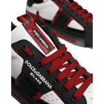 Close-up of Dolce & Gabbana Multicolor Custom 2.Zero Sneakers Shoes with red laces and branding details.