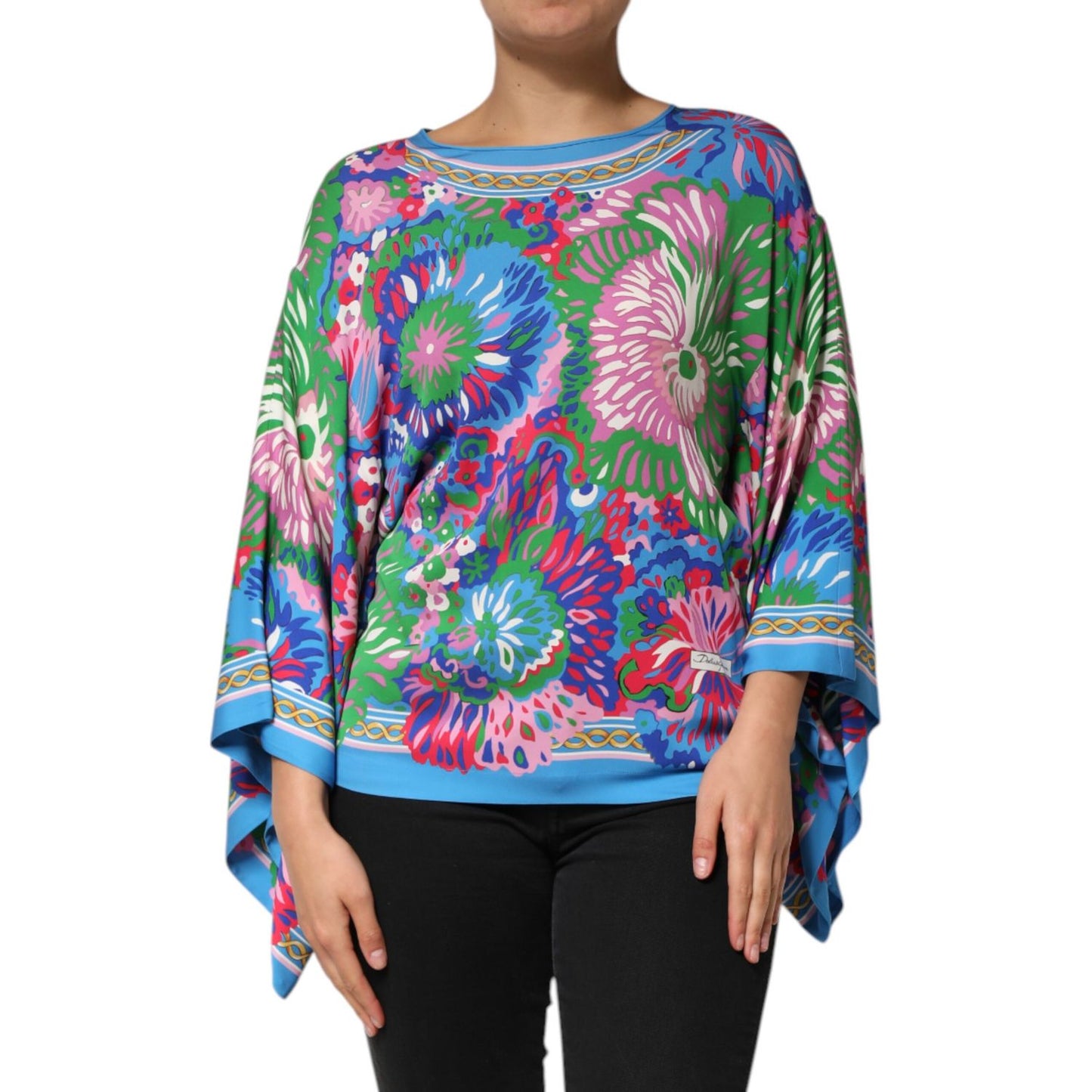 Dolce & Gabbana Multicolor Floral Print Silk Tunic Blouse Top