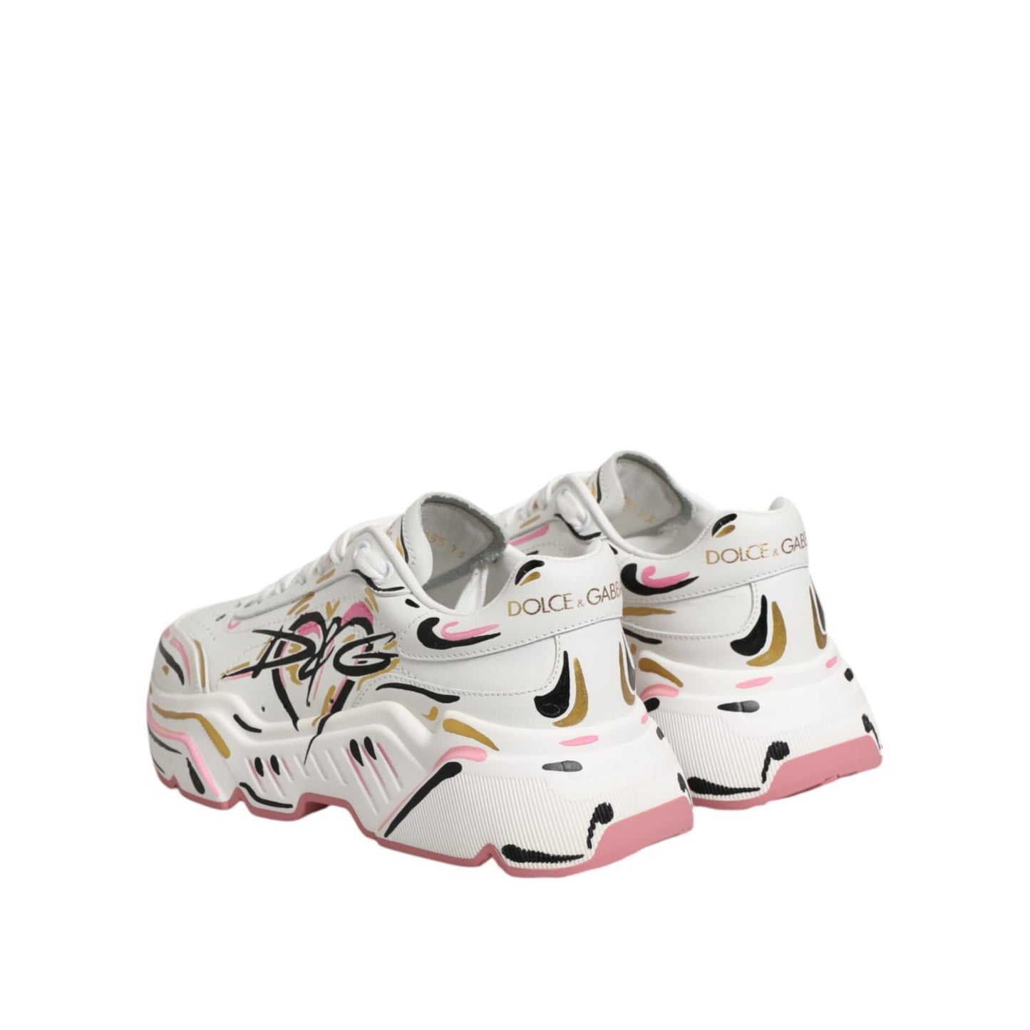 Dolce & Gabbana Multicolor Hand Painted DAYMASTER Sneaker Shoes with chunky sole and artistic flair.