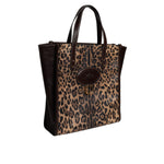 Dolce & Gabbana Multicolor Leopard Shopping Tote Shoulder WomenBorse Bag with gold-tone studs and leather strap.