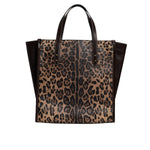 Dolce & Gabbana Multicolor Leopard Shopping Tote Shoulder WomenBorse Bag with leather handles and stud detailing.