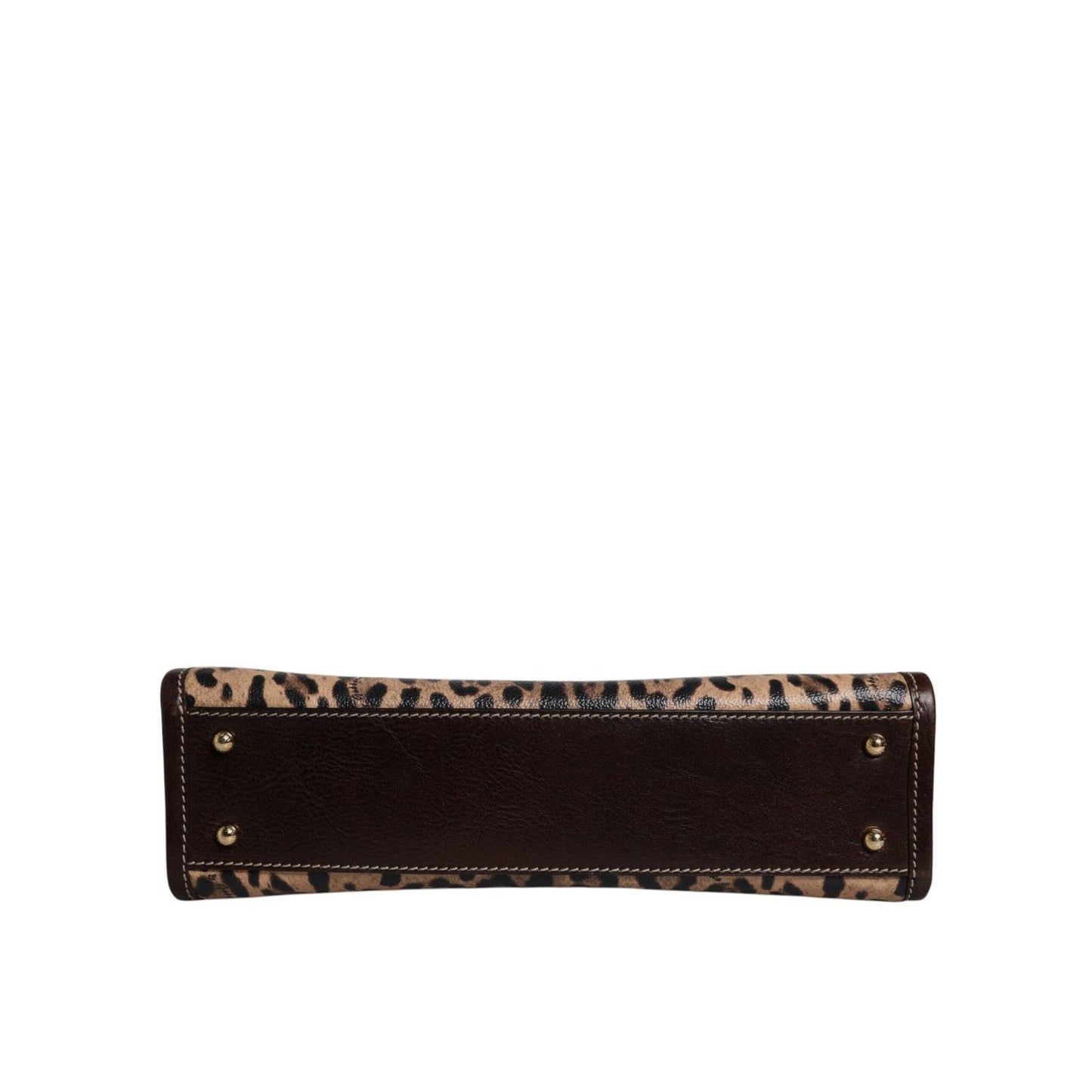 Base view of Dolce & Gabbana Multicolor Leopard Shopping Tote Shoulder WomenBorse Bag showing leopard print and hardware details.