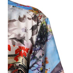 Close-up of Dolce & Gabbana Multicolor Printed Casual Short Sleeve Shirt with vibrant floral and architectural motifs.