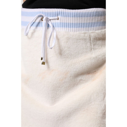 Dolce & Gabbana Off White Faux Fur High Waisted Mini Skirt