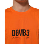 Dolce & Gabbana Orange DGVIB3 Crew Neck Short Sleeves T-shirt with black logo details, crafted from 100% cotton.