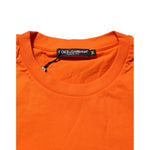 Dolce & Gabbana Orange DGVIB3 Crew Neck Short Sleeves T-shirt in cotton, featuring a close-up of the crew neck and label details.