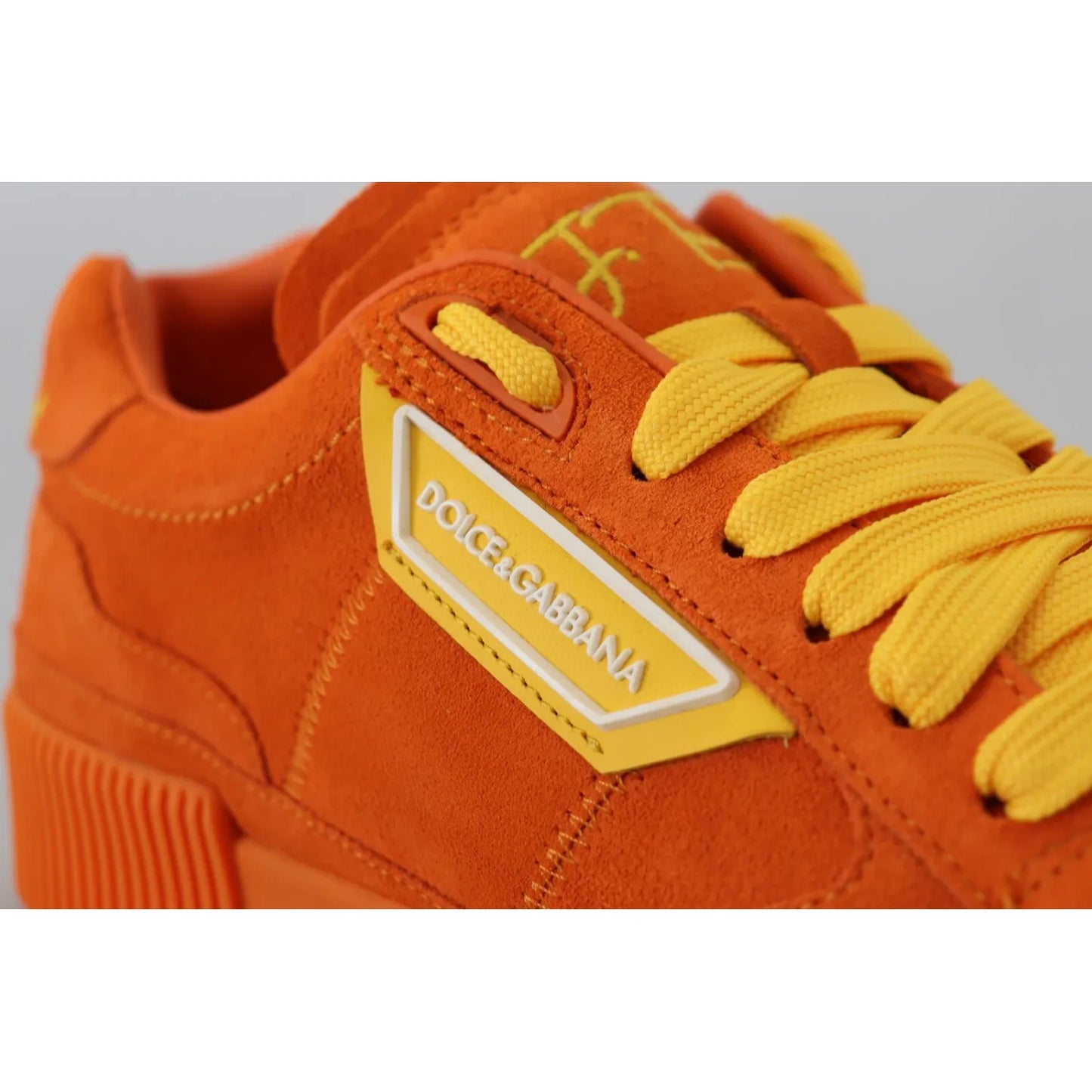 Dolce & Gabbana Orange Leather P.j. Tucker Men Sneakers Shoes