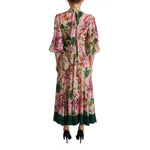 Dolce & Gabbana Pink A-line Sheath Floral Pussy Bow Long Dress