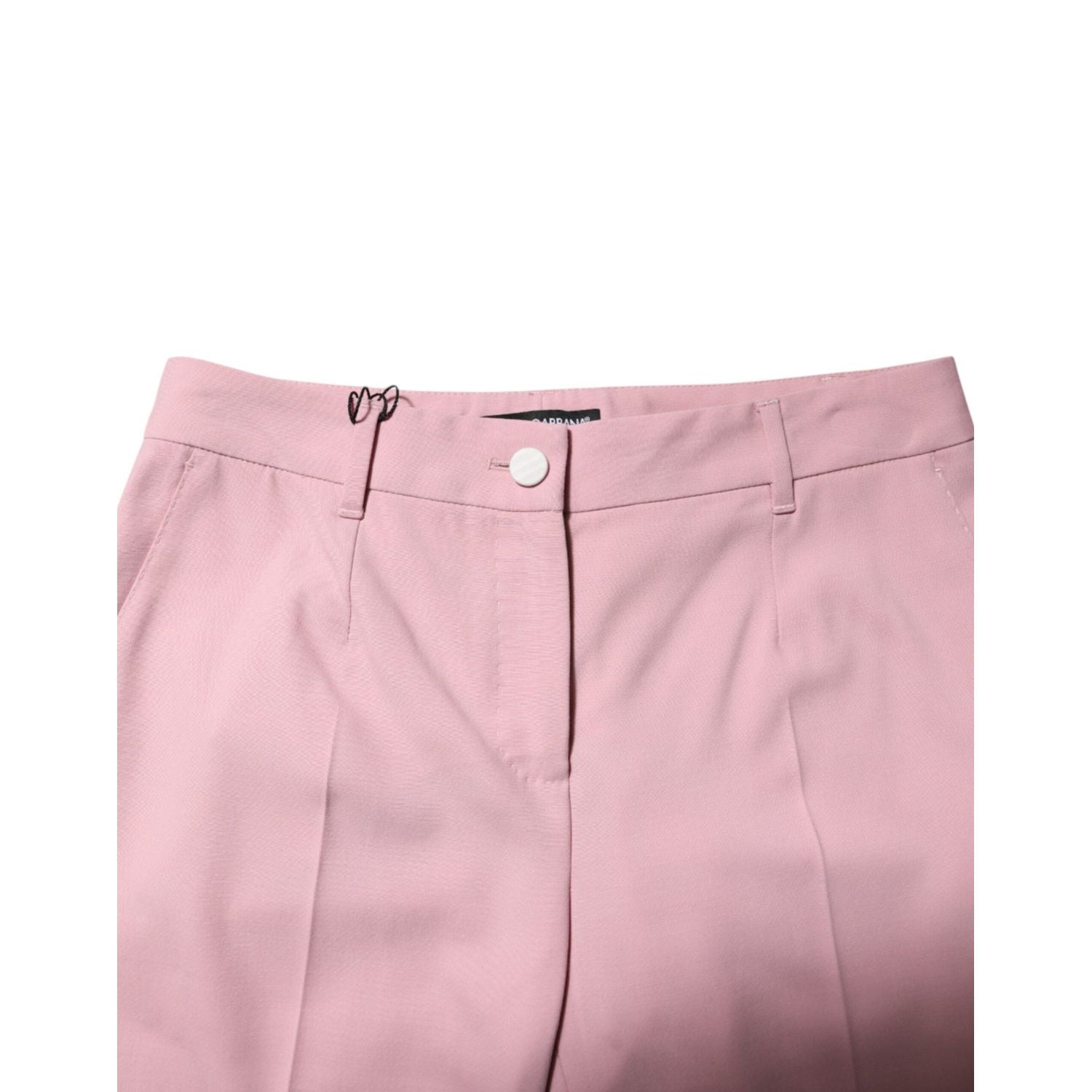 Dolce & Gabbana Pink Wool Mid Waist Tapered Pants