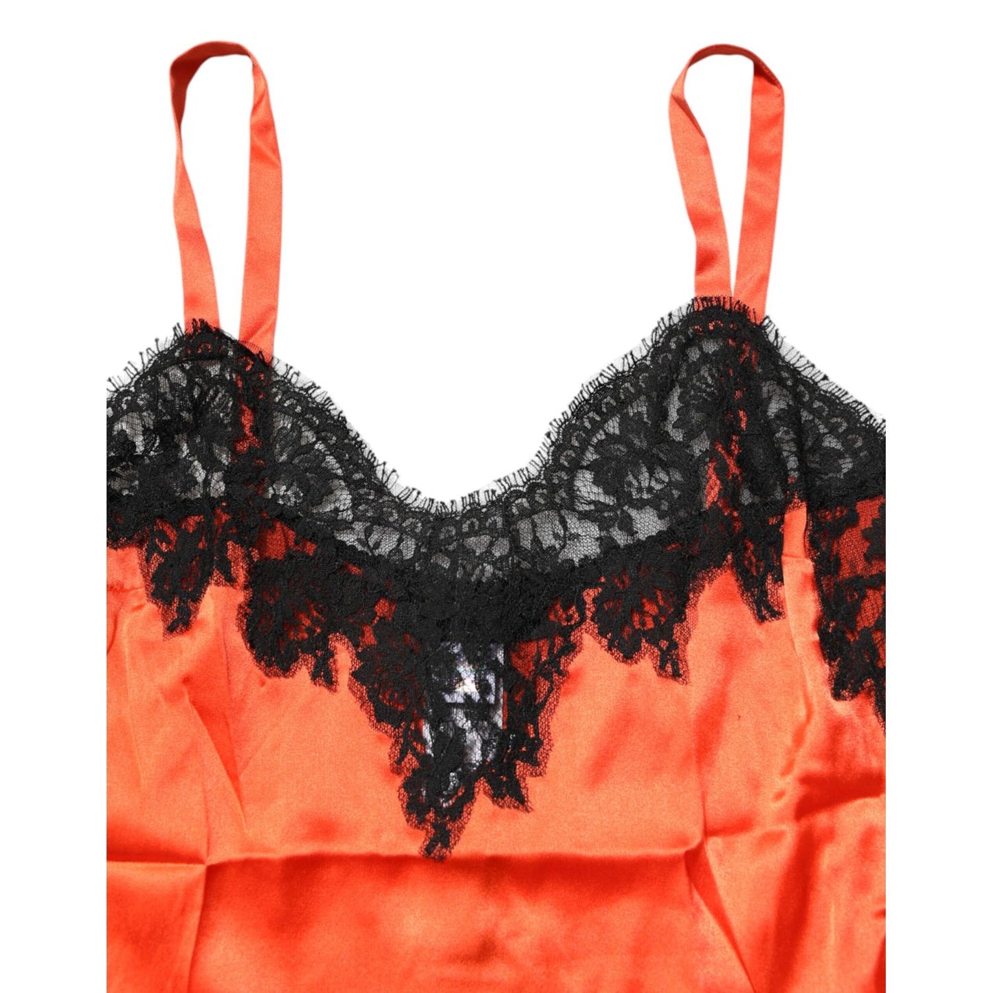 Dolce & Gabbana Red Black Lace Trim Silk Sleeveless Tank Top