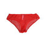 Dolce & Gabbana Red Nylon Sheer Mesh Lace Brief Panty Underwear with logo details, made in Italy, elegant and comfortable lingerie piece.