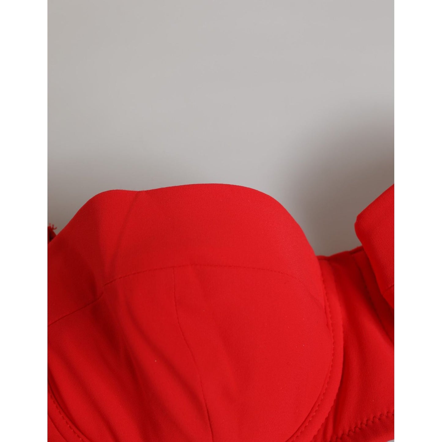 Dolce & Gabbana Red Nylon Swimsuit 2 Piece Top Bottom Swimwear close-up of top