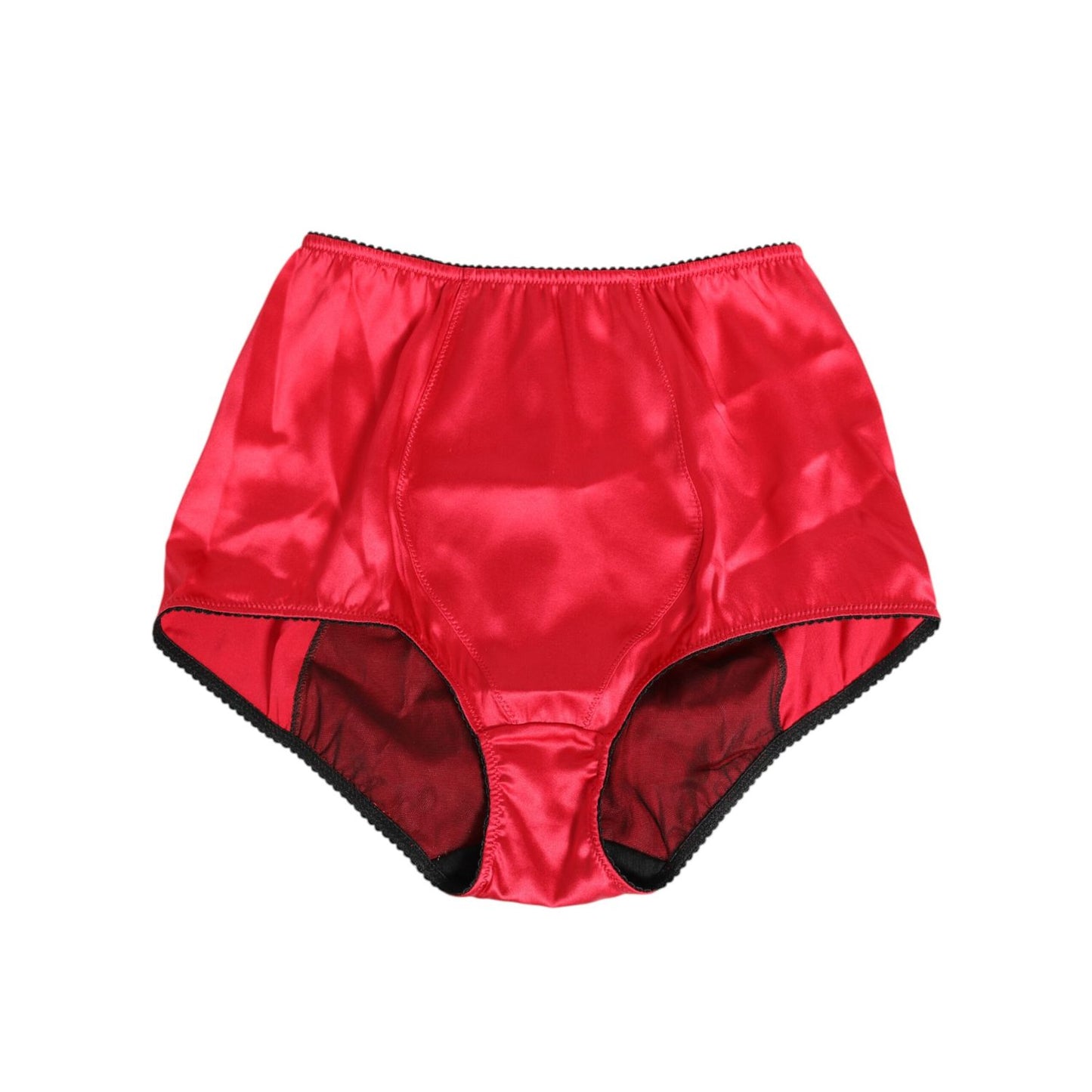 Dolce & Gabbana Red Silk Satin High-Waist Briefs Underwear in Bordeaux Scuro color with logo details, made in Italy, elegant design.