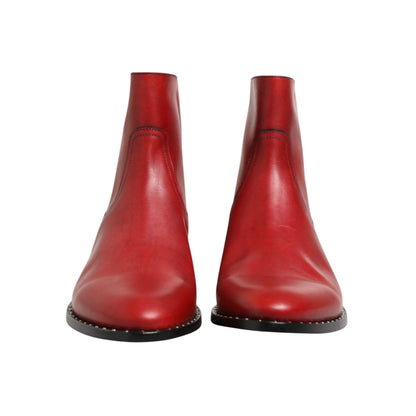 Dolce & Gabbana Red Studded Chelsea Short Ankle Boots Shoes