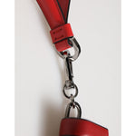 Dolce & Gabbana Red White Calfskin Leather Logo Flip Holder Airpods Case clasp detail.