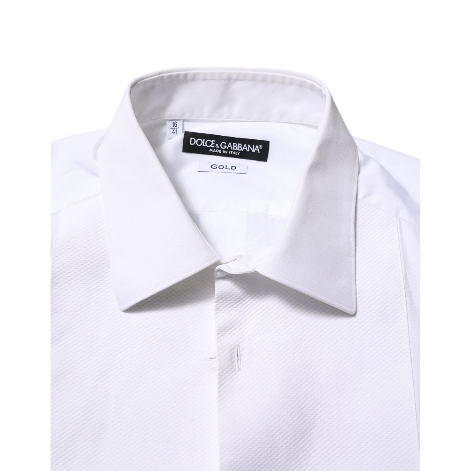 Dolce & Gabbana White Bib Cotton Poplin GOLD Formal Shirt