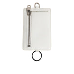 Dolce & Gabbana White Calf Leather Lanyard Logo Card Holder Men Wallet with zipper and ring fastening.