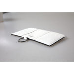 Dolce & Gabbana White Calfskin Leather Large Crossbody Card Holder Wallet showcasing keyring and texture.