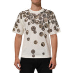 Dolce & Gabbana White Coin Print Cotton Crew Neck Men T-shirt with coin motif and D&G logo, short-sleeve, regular fit.