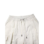 Dolce & Gabbana White Cotton Cargo Bermuda Sweatshorts Shorts with drawstring waist and multiple pockets, showcasing relaxed fit.