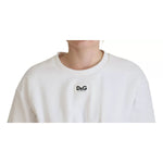 Dolce & Gabbana White Cotton Corset Stretch Top T-shirt, short sleeve crewneck with front zipper and logo details, Made in Italy.