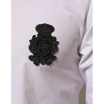 Dolce & Gabbana White Cotton GOLD DGPatch Formal Dress Shirt