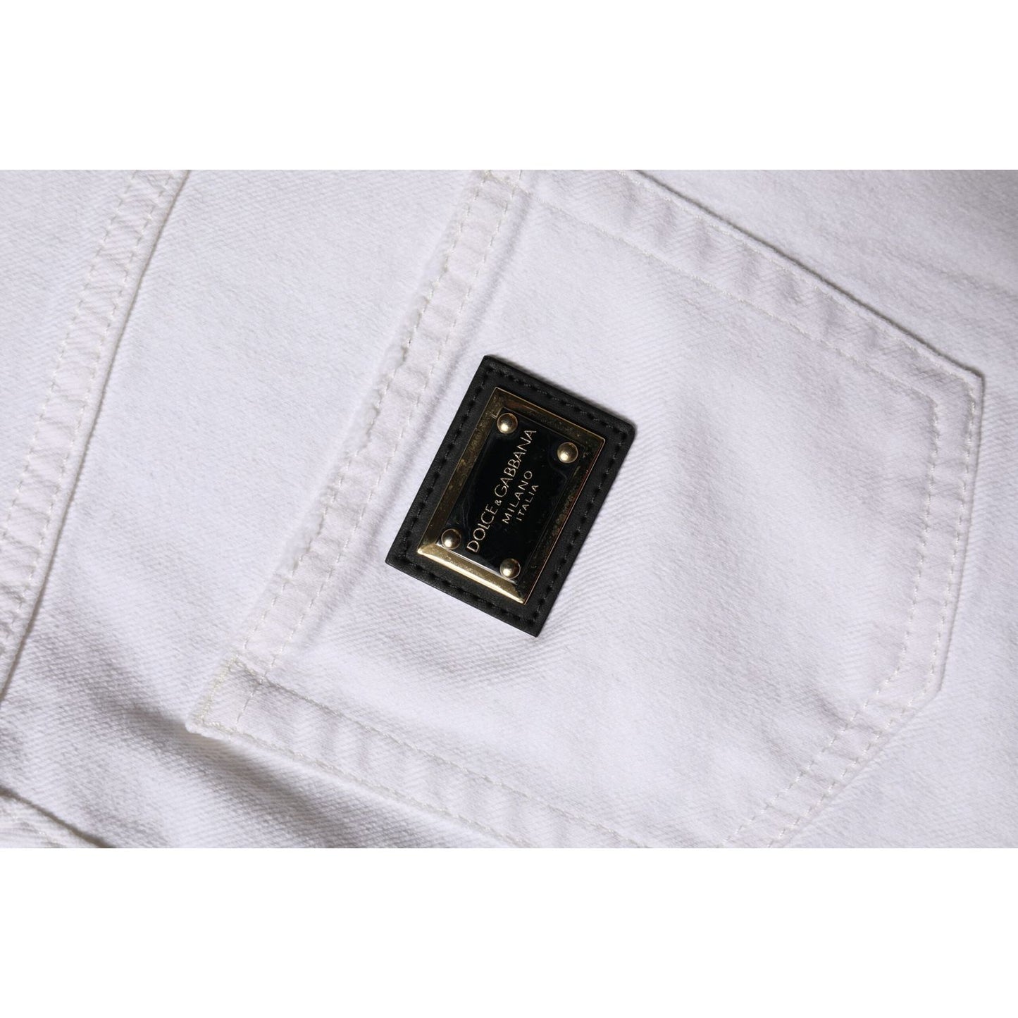 Dolce & Gabbana White Cotton High Waist Straight Denim Jeans