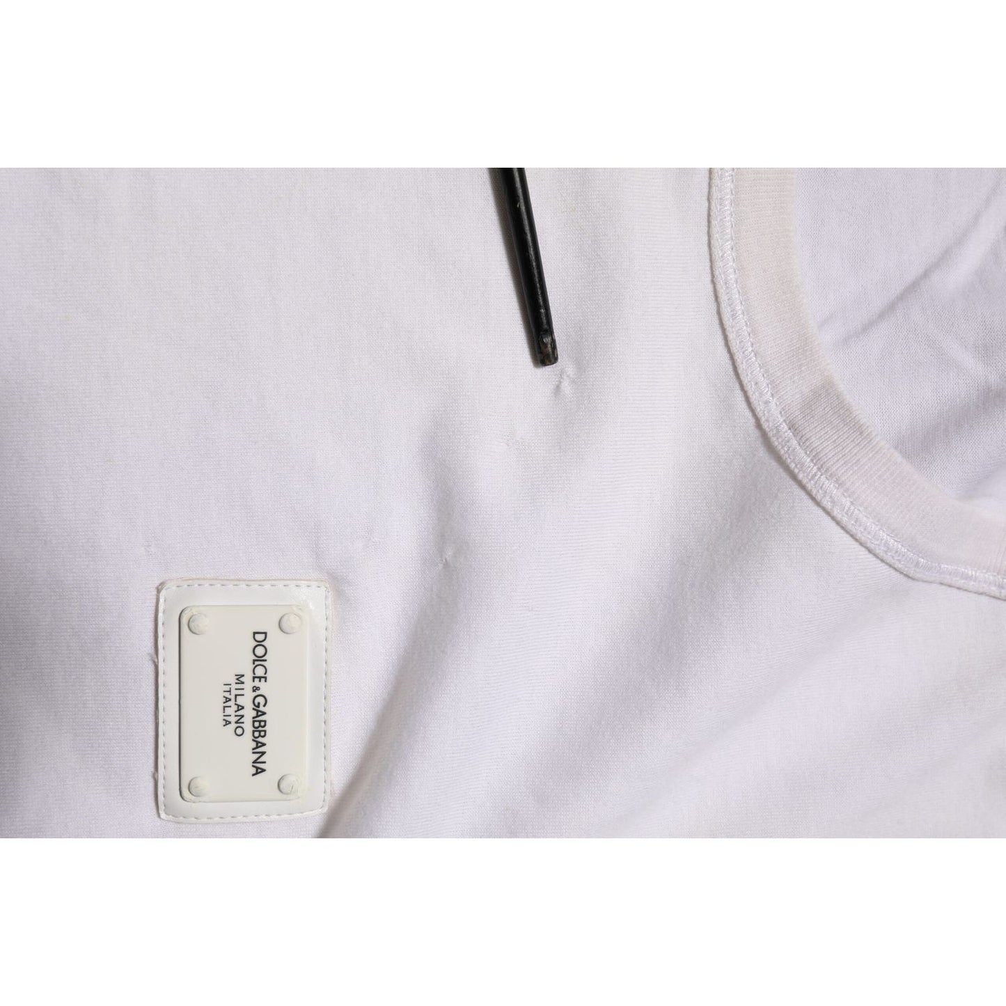 Dolce & Gabbana White Cotton Logo Patch Crew Neck Men T-shirt with chest logo detail