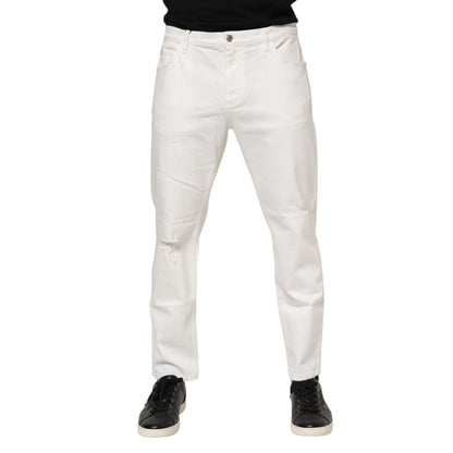 Dolce & Gabbana White Cotton Loose Men Denim Jeans