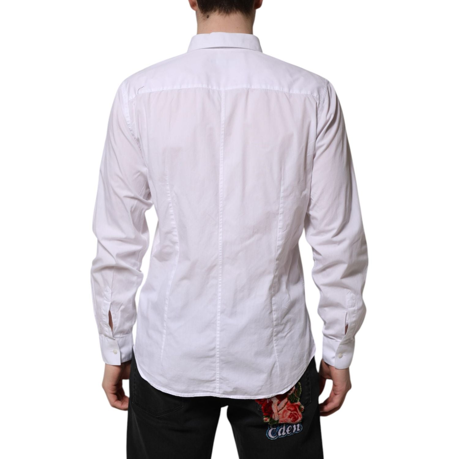 Dolce & Gabbana White Cotton STAFF Long Sleeves Forma Shirt