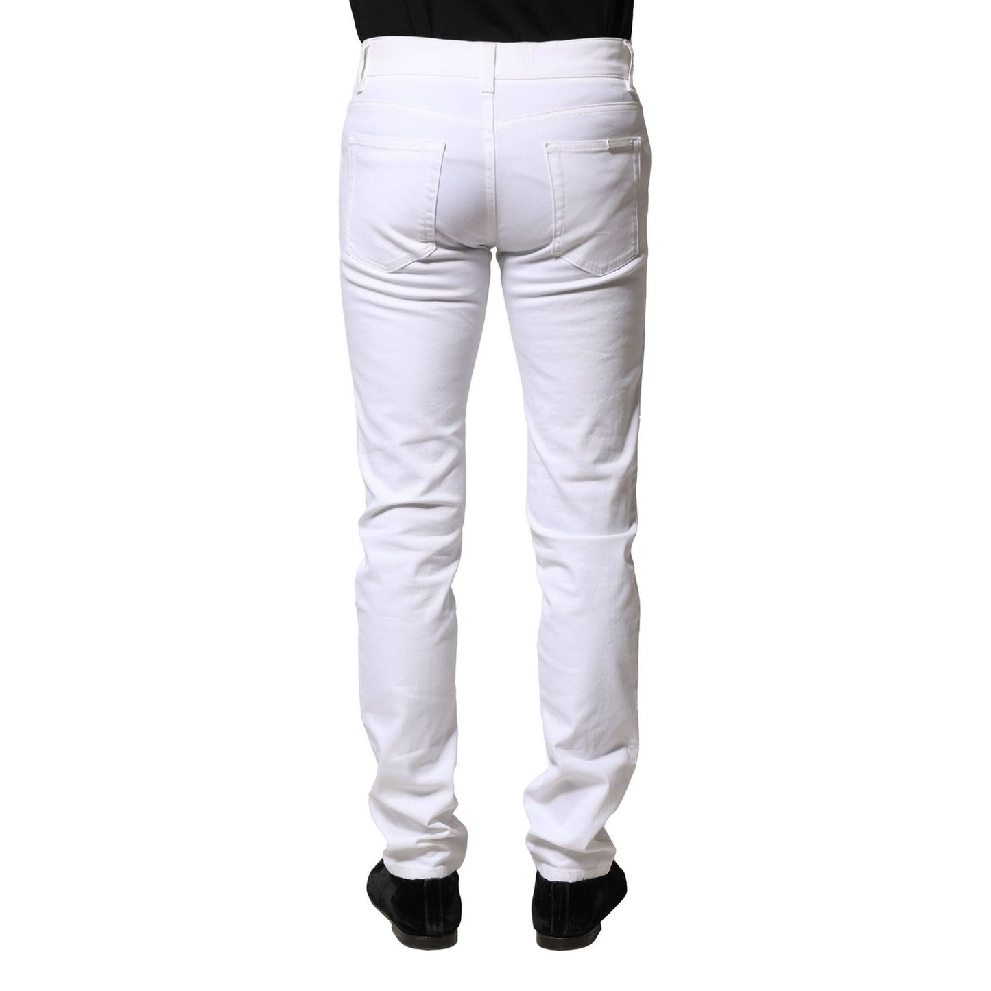 Dolce & Gabbana White Cotton Skinny Men Denim Jeans