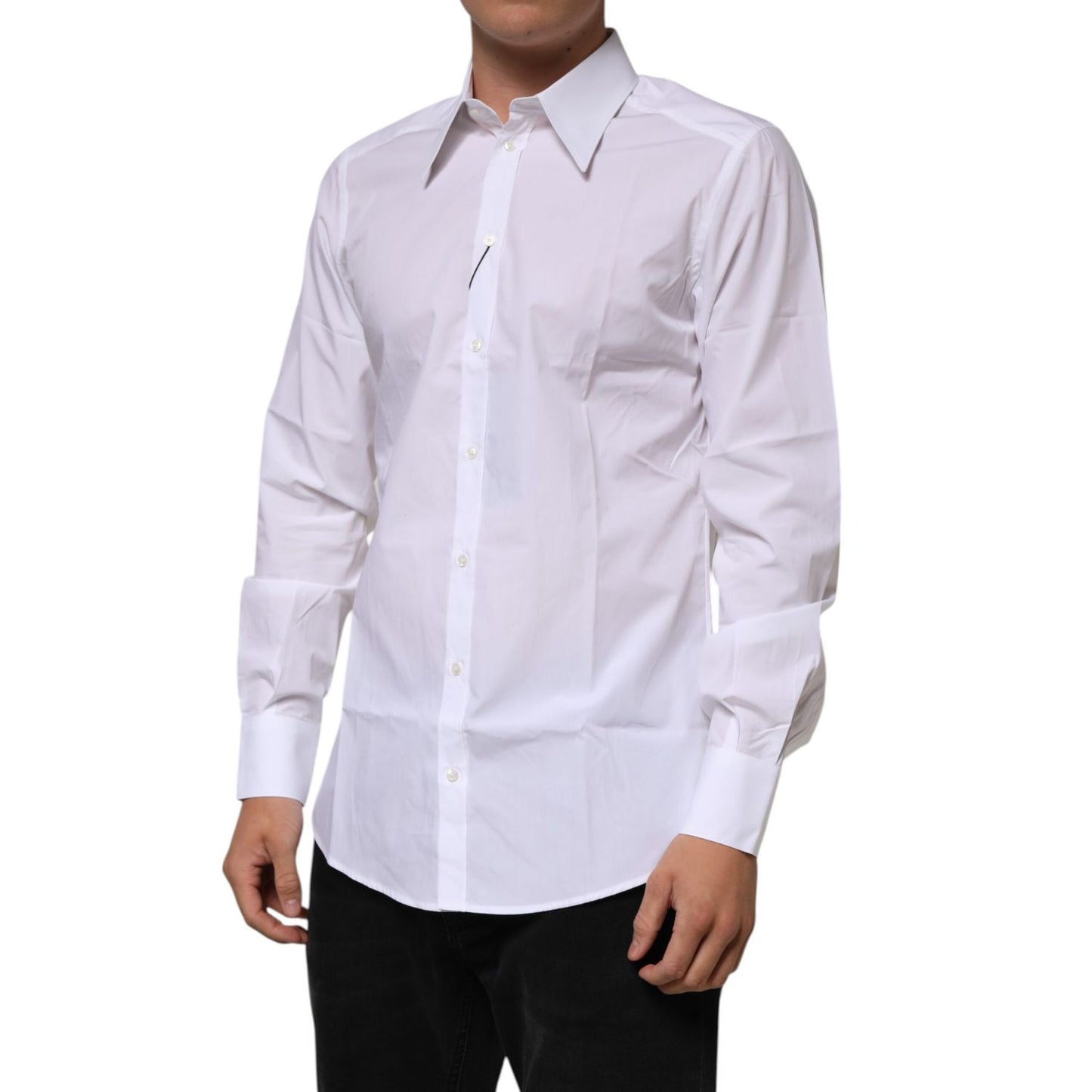 Dolce & Gabbana White Cotton Slim Fit Dress Formal Men Shirt