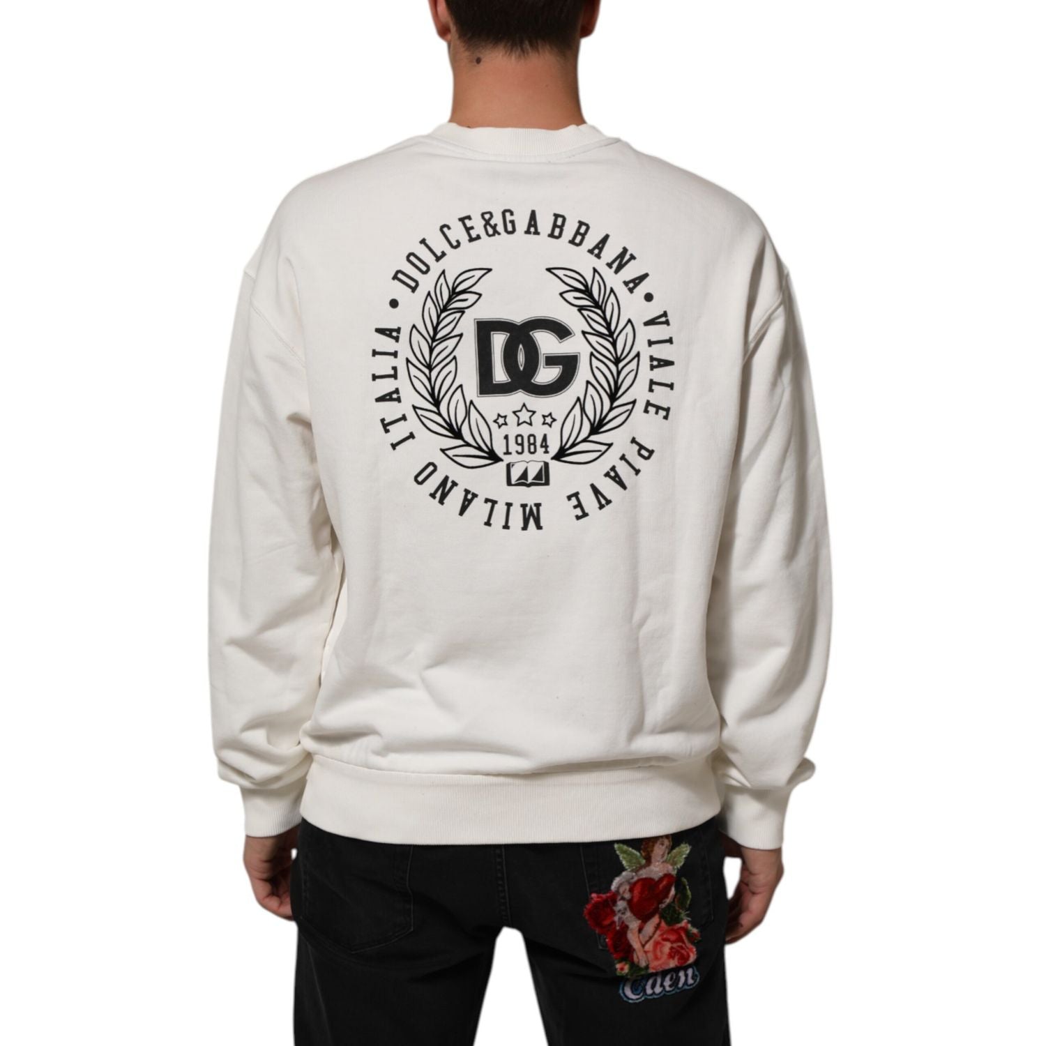 Dolce & Gabbana White DG Logo Crew Neck Sweatshirt Sweater