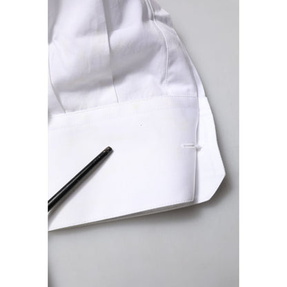 Dolce & Gabbana White GOLD Bib Poplin Dress Men Formal Shirt
