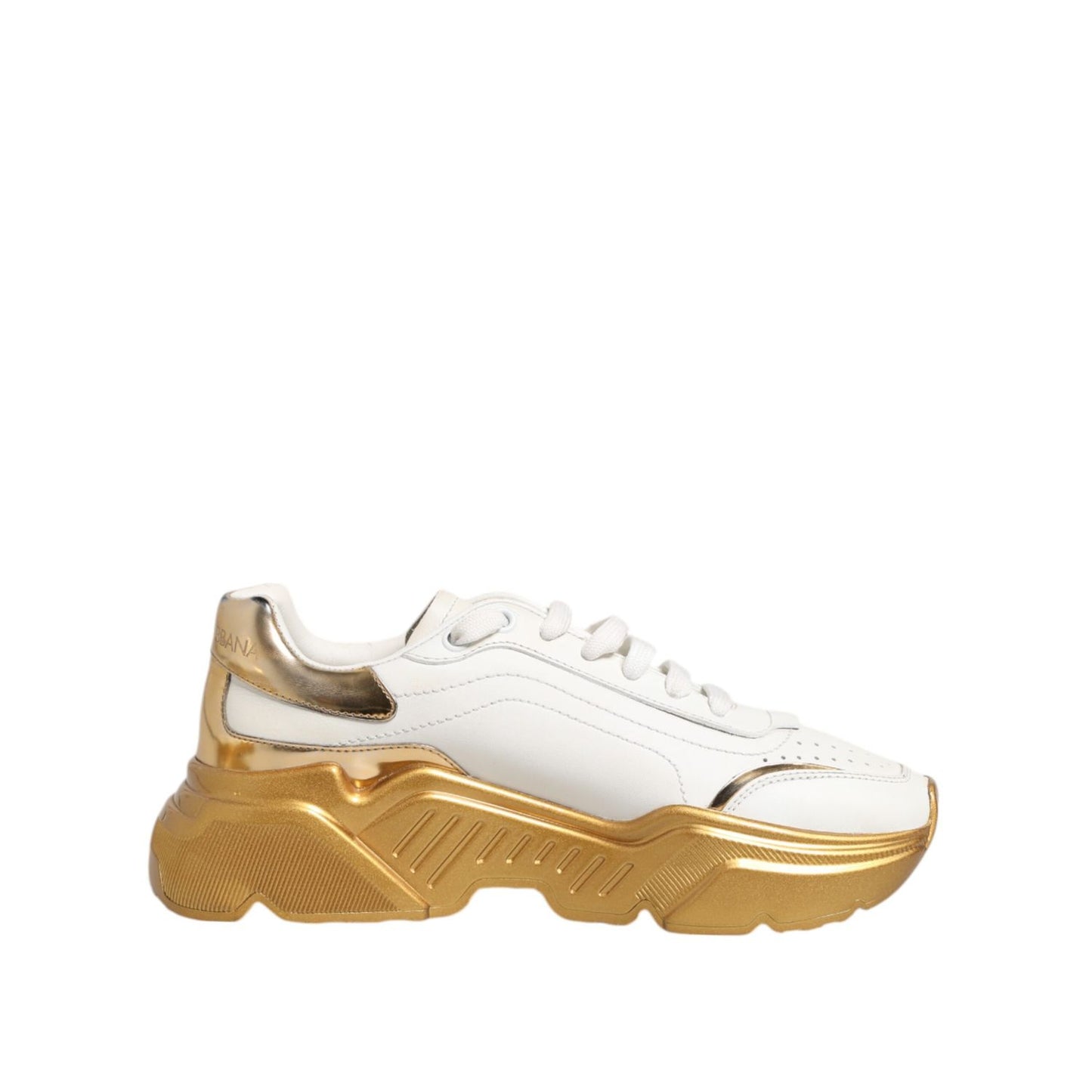Dolce & Gabbana White Gold DAYMASTER Leather Sneakers Womens Shoes