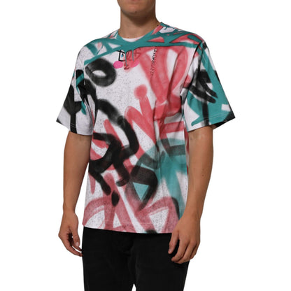 Dolce & Gabbana White Graffiti Crew Neck Short Sleeves T-shirt