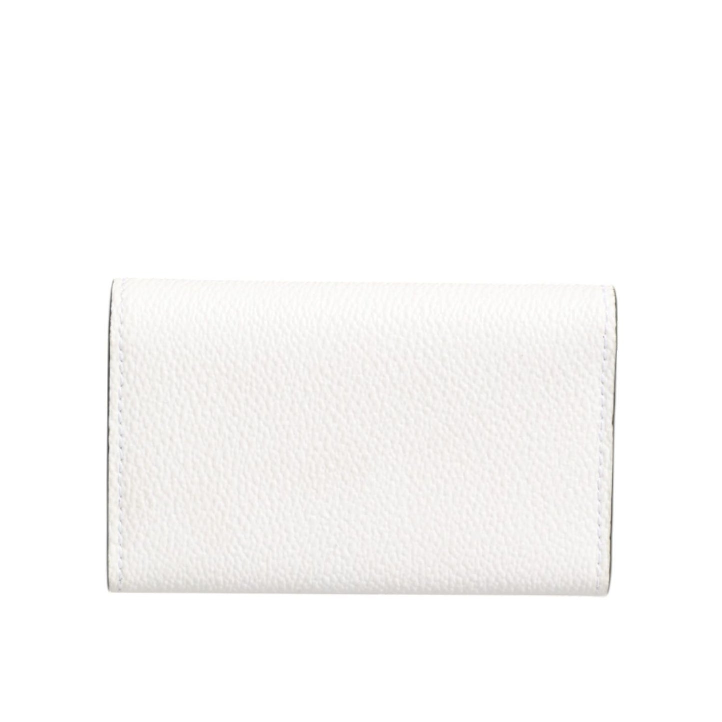 Dolce & Gabbana White Leather Card Case Holder Wallet Gold Logo Plate Key Holder