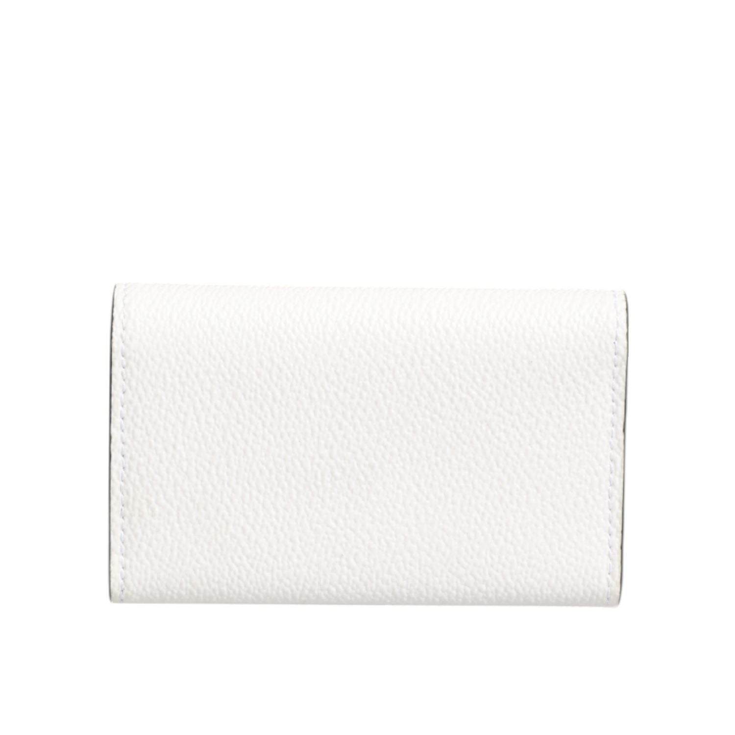 Dolce & Gabbana White Leather Card Case Holder Wallet Gold Logo Plate  Key Holder