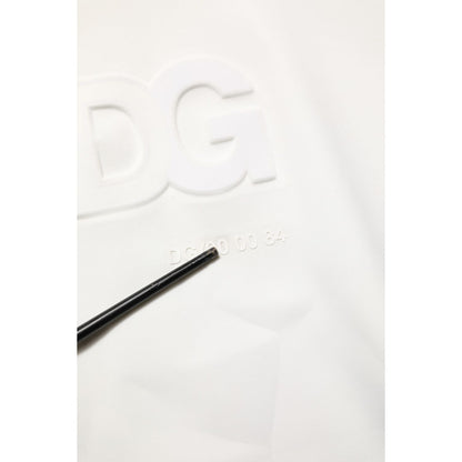 Dolce & Gabbana White Logo Hooded Men Sweatshirt Sweater
