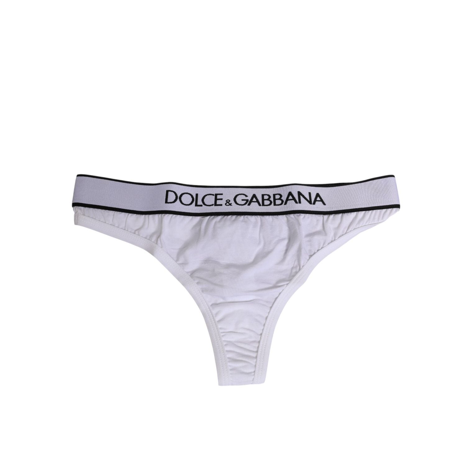 Dolce & Gabbana White Logo Waistband Modal Cotton Thong  Underwear
