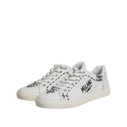Dolce & Gabbana White London Calf Leather Men Sneakers Shoes